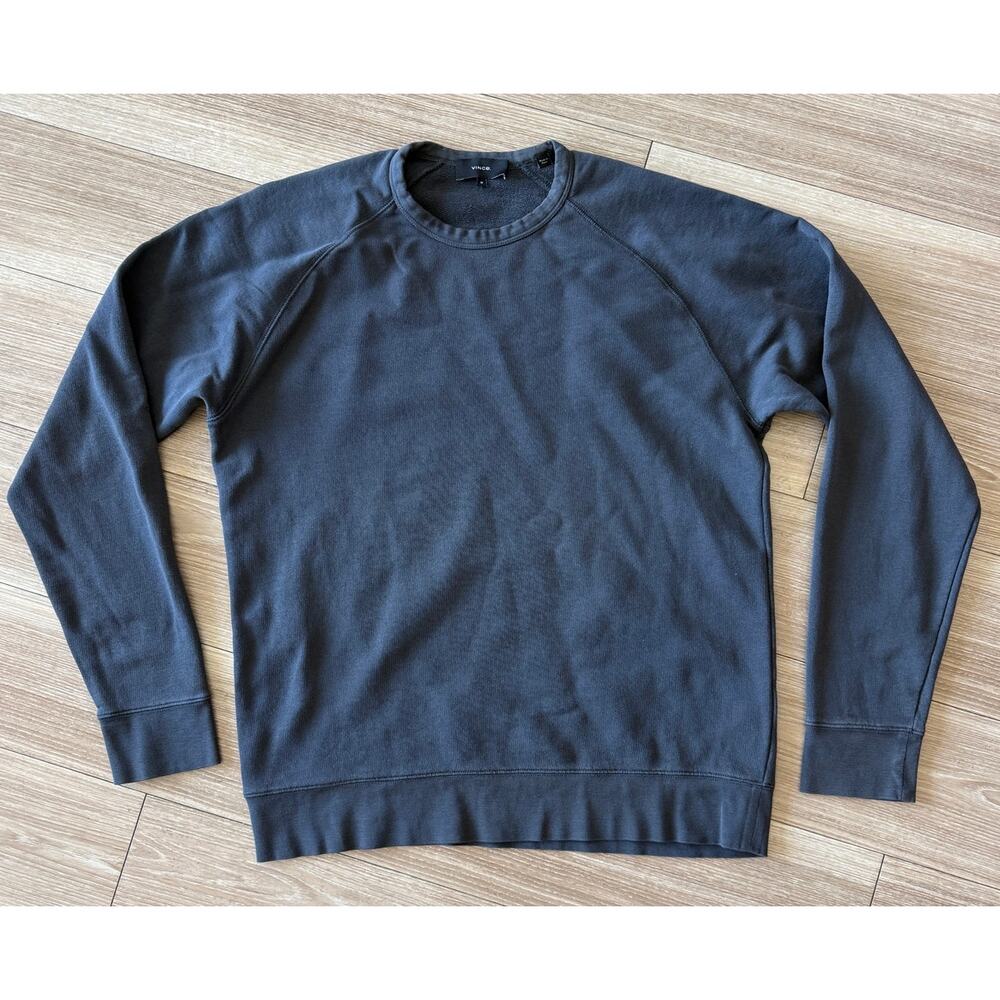 Vince 100% Cotton Crewneck Sweatshirt Medium Charcoal Gray Raglan M